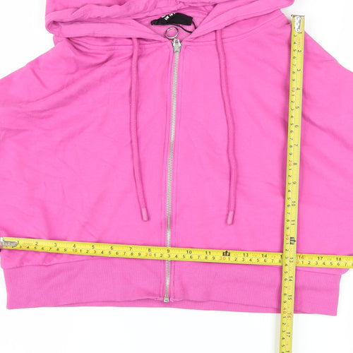 F&F Womens Pink Cropped Hooded Full Zip Activewear Jacket Size 16