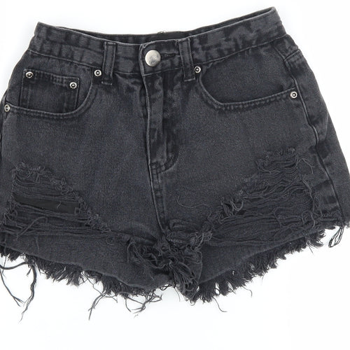 PrettyLittleThing Women’s Black Denim Cut-Off Shorts Size 6