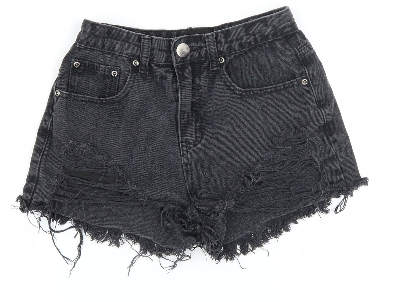 PrettyLittleThing Women’s Black Denim Cut-Off Shorts Size 6