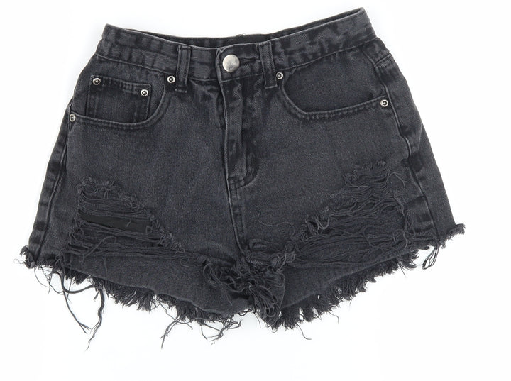 PrettyLittleThing Women’s Black Denim Cut-Off Shorts Size 6
