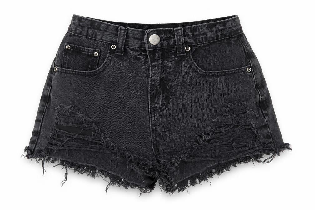 PrettyLittleThing Women’s Black Denim Cut-Off Shorts Size 6