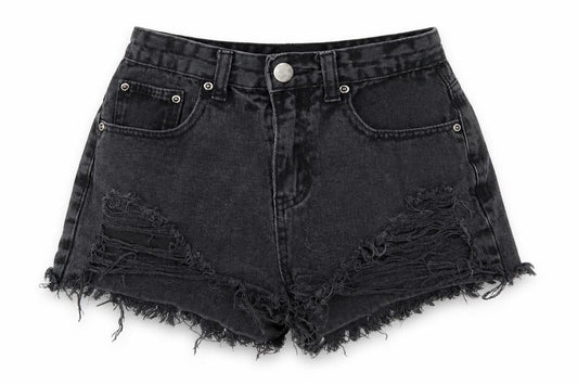 PrettyLittleThing Women’s Black Denim Cut-Off Shorts Size 6