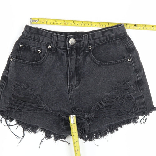 PrettyLittleThing Women’s Black Denim Cut-Off Shorts Size 6