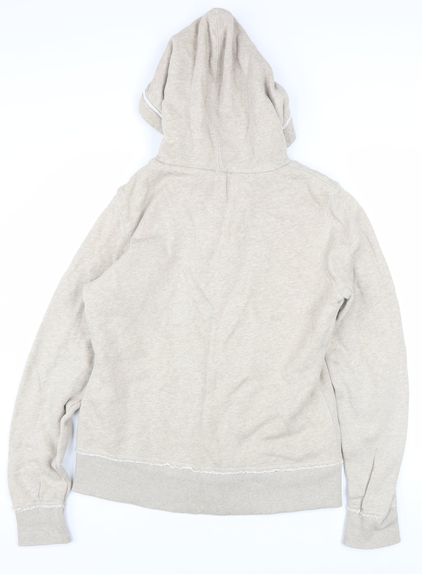 H&M L.O.G.G Women Beige Hooded Full Zip Cotton Jacket Size 14