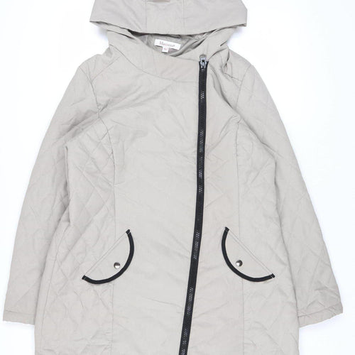 Marisota Women’s Grey Quilted Hooded Long Coat Size 18