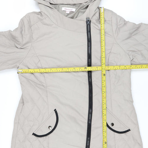 Marisota Women’s Grey Quilted Hooded Long Coat Size 18