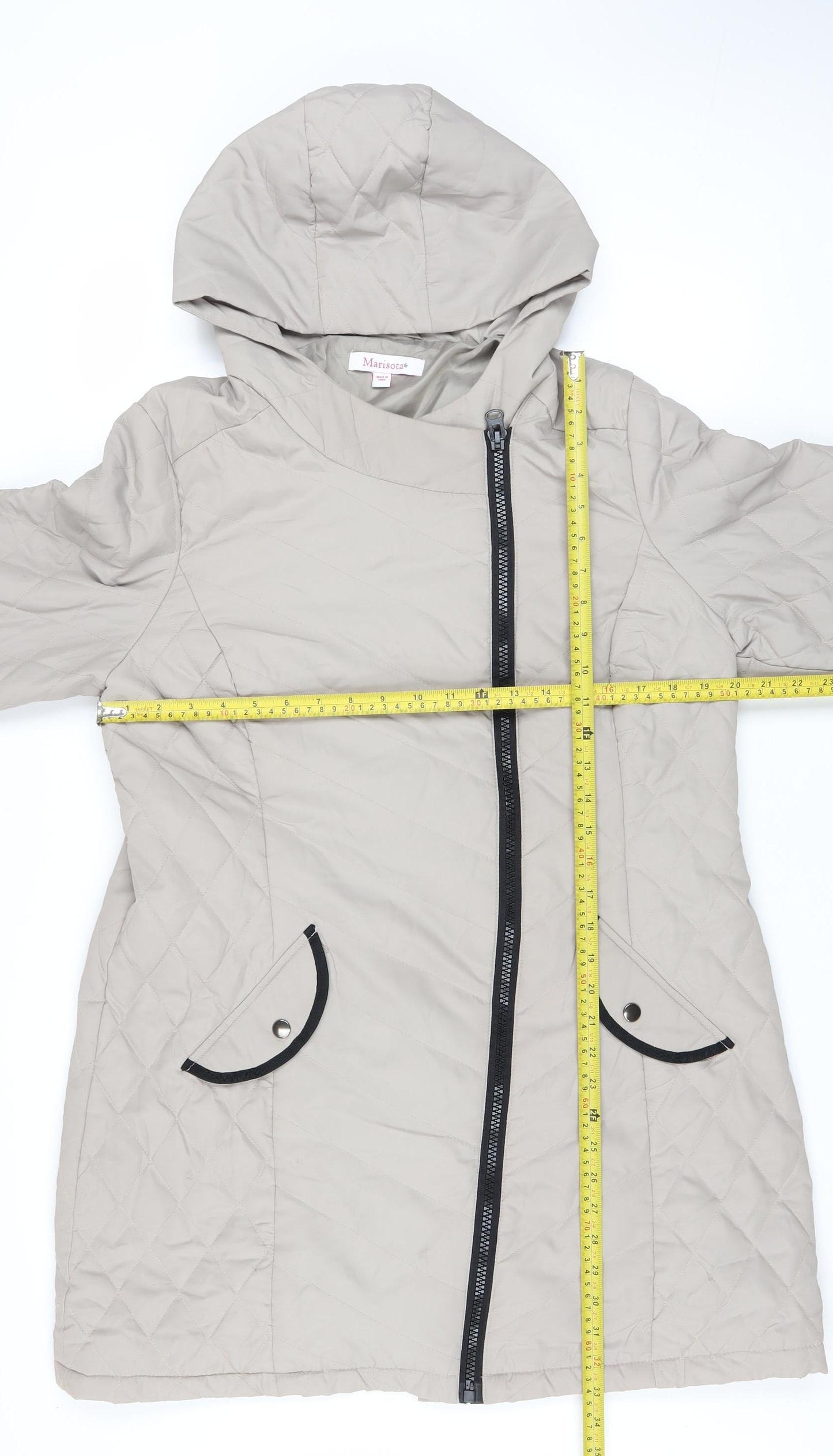 Marisota Women’s Grey Quilted Hooded Long Coat Size 18