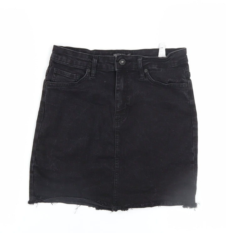 Nasty Gal Women’s Black Denim High Rise Mini Skirt Size 8