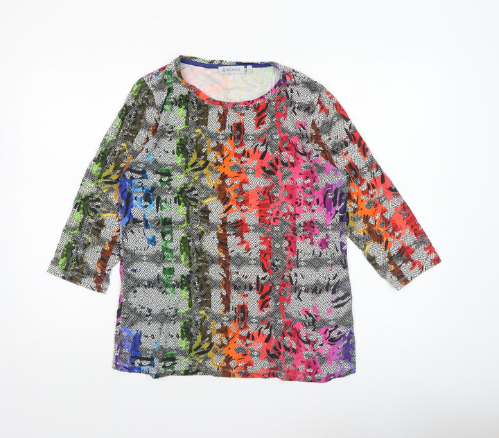 Bicalla Women’s Multicoloured Viscose Tunic Blouse M 3/4 Sleeve Jersey Top
