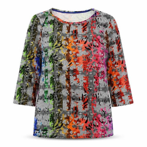 Bicalla Women’s Multicoloured Viscose Tunic Blouse M 3/4 Sleeve Jersey Top