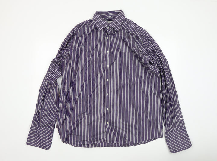 Eterna Men's Purple Striped 44 Regular Fit Long Sleeve Dress Shirt