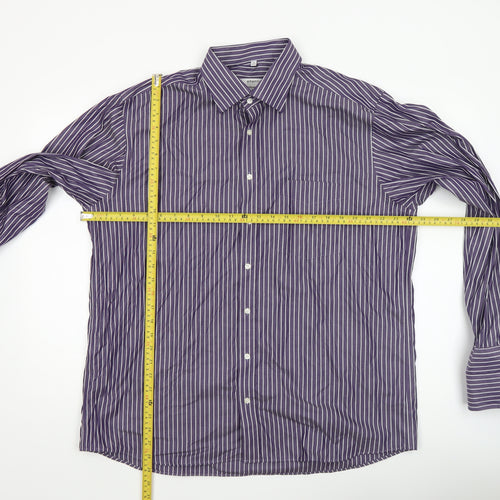 Eterna Men's Purple Striped 44 Regular Fit Long Sleeve Dress Shirt