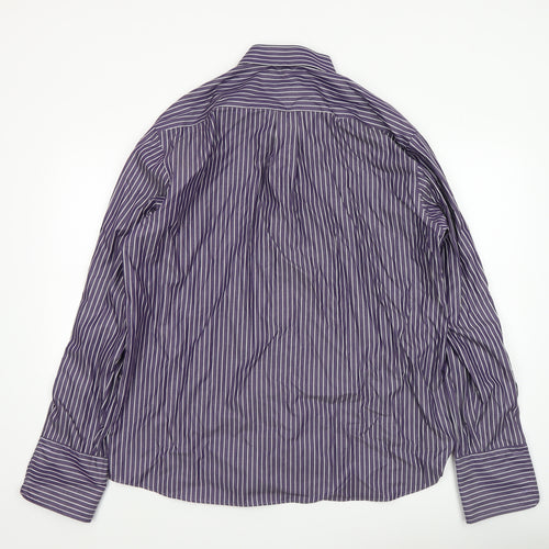Eterna Men's Purple Striped 44 Regular Fit Long Sleeve Dress Shirt
