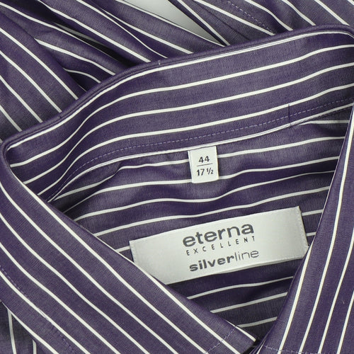 Eterna Men's Purple Striped 44 Regular Fit Long Sleeve Dress Shirt