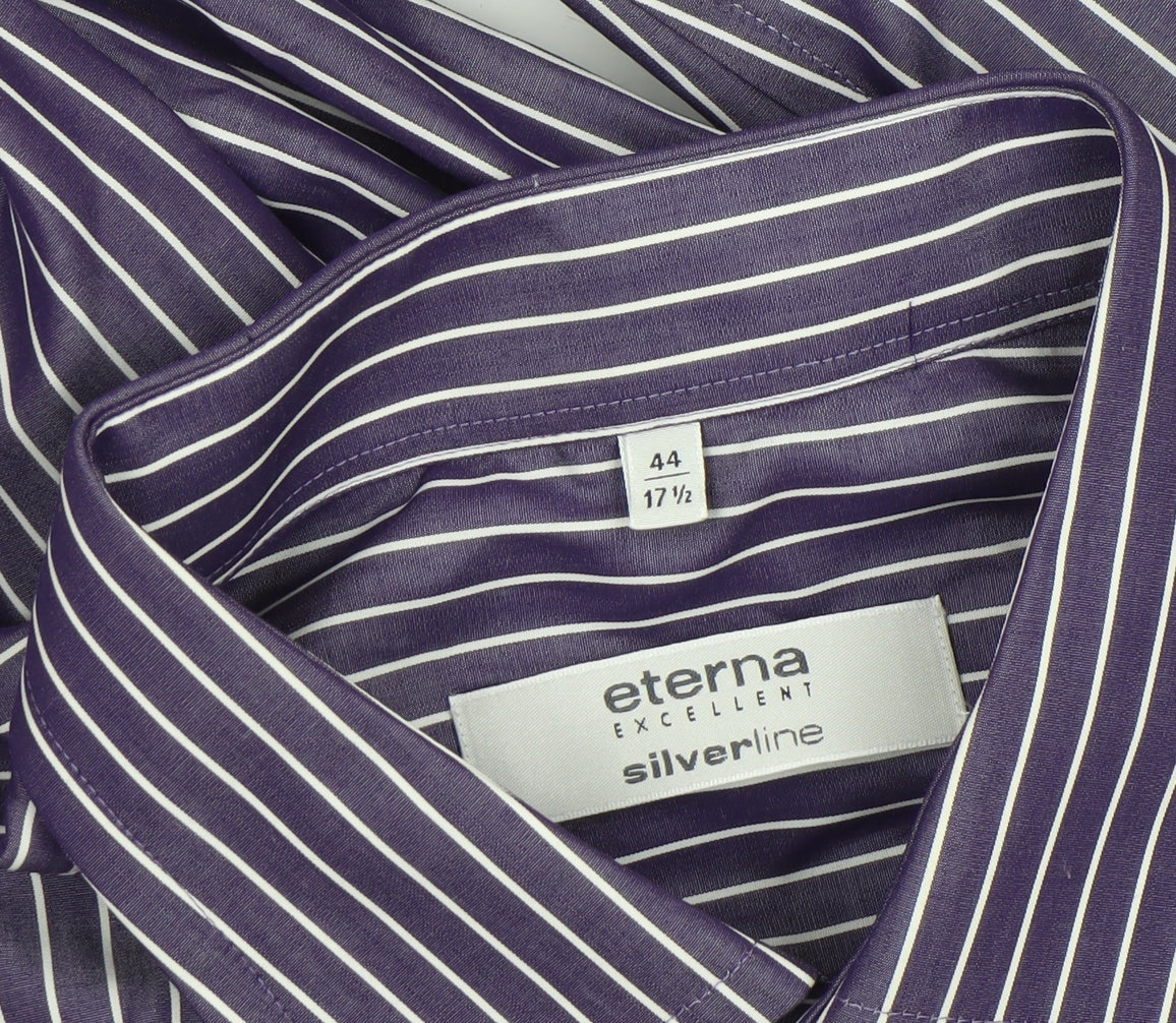 Eterna Men's Purple Striped 44 Regular Fit Long Sleeve Dress Shirt