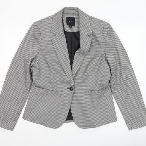 Next Women's Grey Houndstooth Regular Fit Blazer Size 12