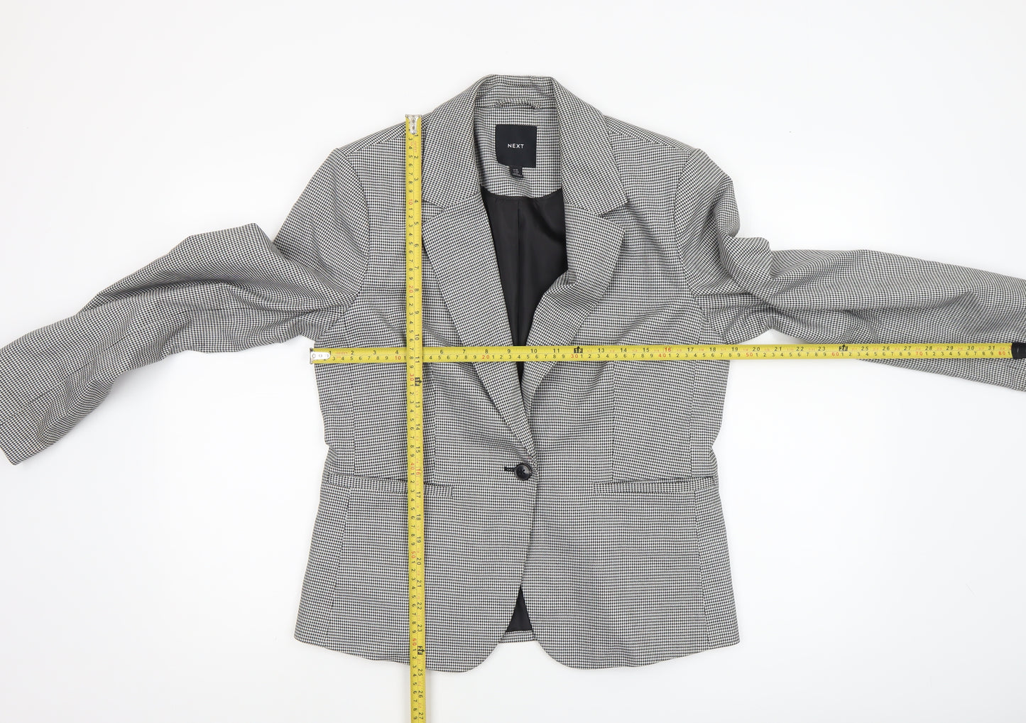 Next Women's Grey Houndstooth Regular Fit Blazer Size 12