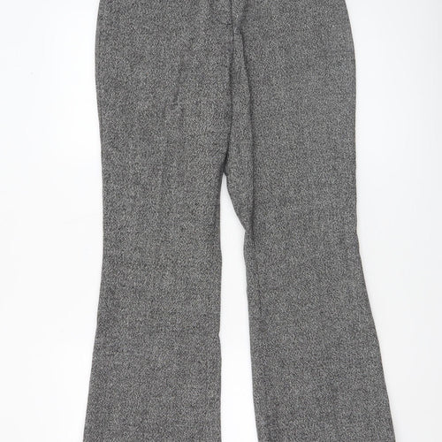 H&M Womens Grey Flared Wool Blend Tweed Trousers Size 8