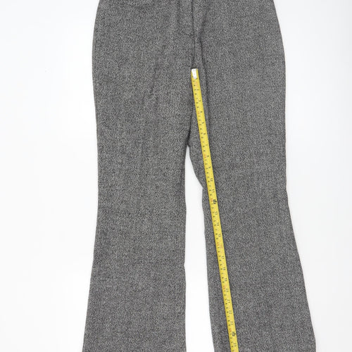 H&M Womens Grey Flared Wool Blend Tweed Trousers Size 8