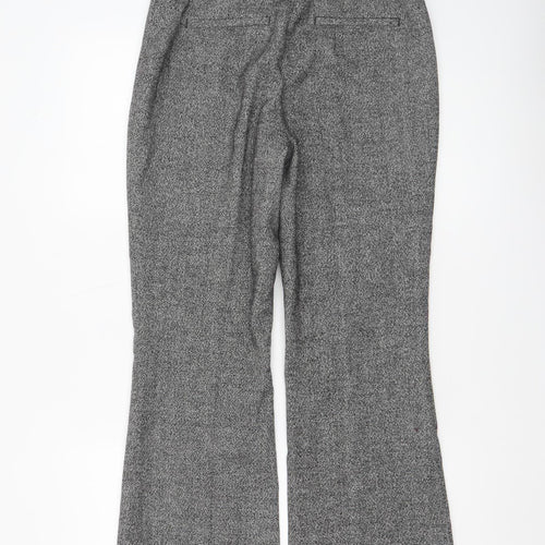 H&M Womens Grey Flared Wool Blend Tweed Trousers Size 8