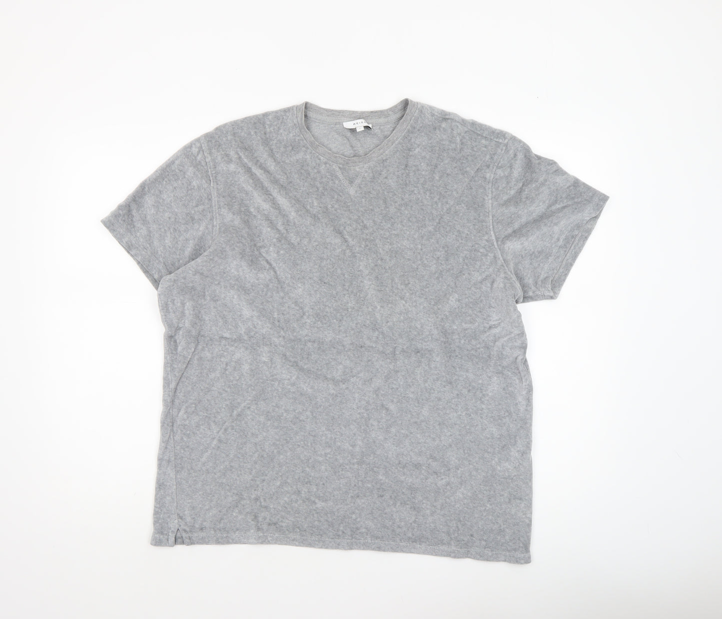 Reiss Women's Grey Basic Crew Neck Cotton T-Shirt Size L