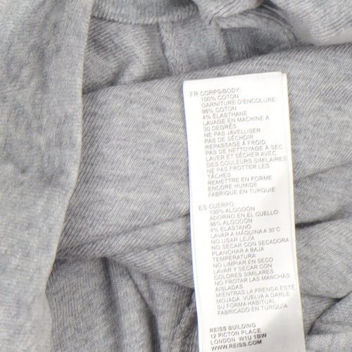 Reiss Women's Grey Basic Crew Neck Cotton T-Shirt Size L