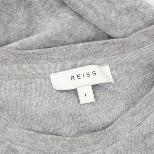 Reiss Women's Grey Basic Crew Neck Cotton T-Shirt Size L