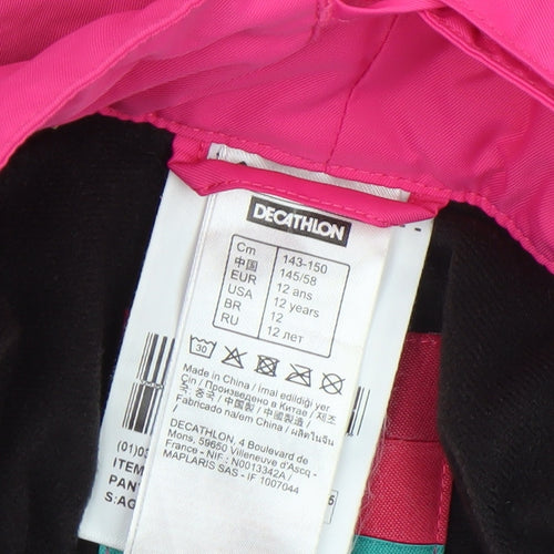 Wedze Girls Pink Ski Snow Pants Trousers 12 Years Waterproof Winter Decathlon