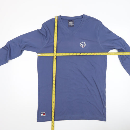 Tommy Hilfiger Men's Blue 2XL Long Sleeve V-Neck Cotton Top
