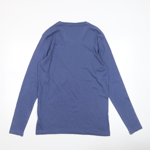 Tommy Hilfiger Men's Blue 2XL Long Sleeve V-Neck Cotton Top