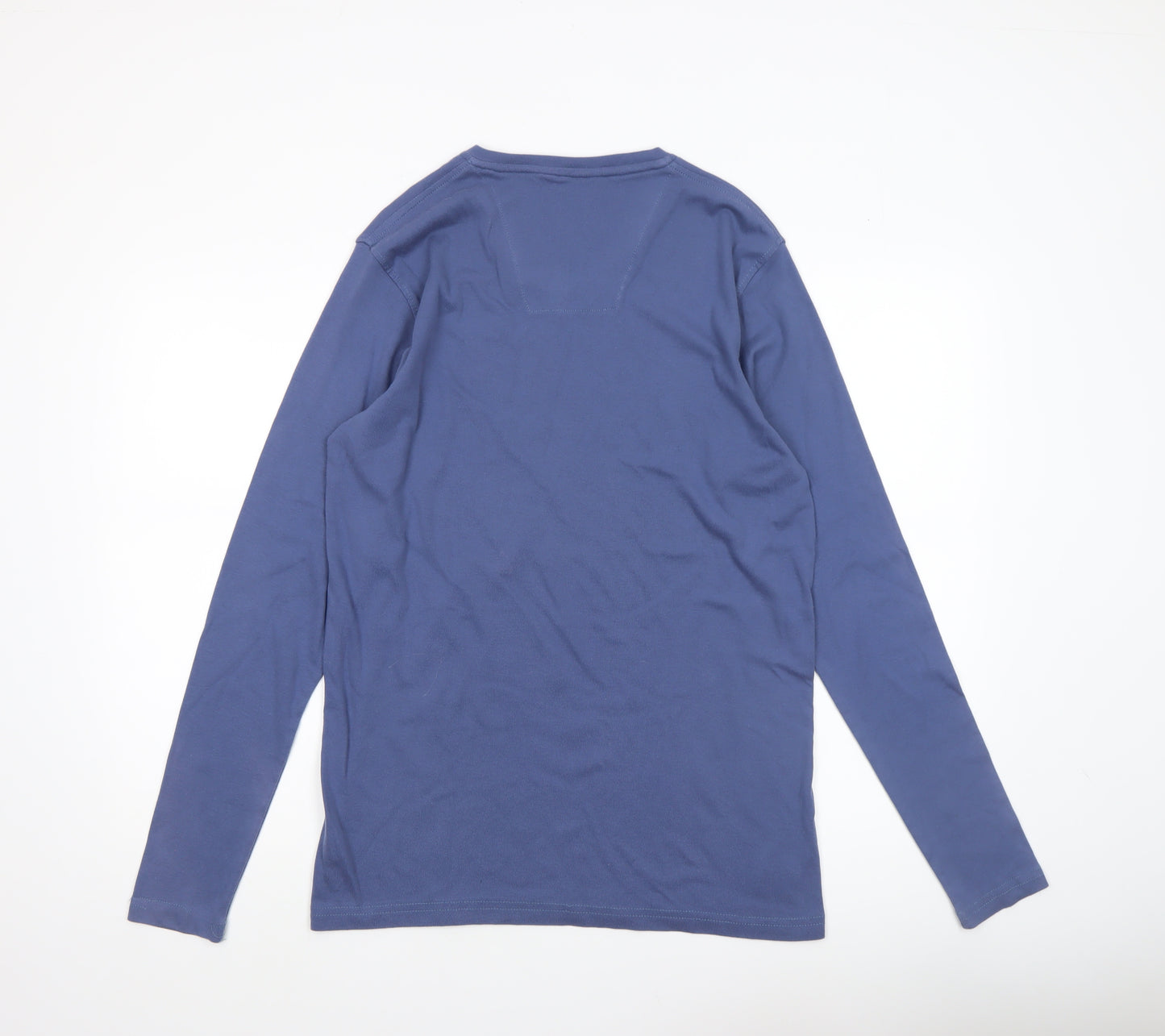 Tommy Hilfiger Men's Blue 2XL Long Sleeve V-Neck Cotton Top