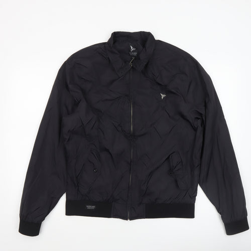 Henleys Silver Lions Men's Black L Bomber Jacket Nylon Full Zip