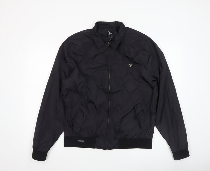 Henleys Silver Lions Men's Black L Bomber Jacket Nylon Full Zip