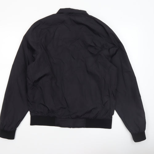 Henleys Silver Lions Men's Black L Bomber Jacket Nylon Full Zip