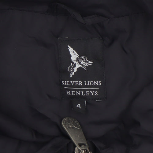 Henleys Silver Lions Men's Black L Bomber Jacket Nylon Full Zip