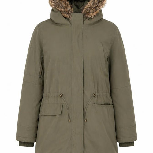 Oasis Women’s Green Parka Coat S Faux Fur Hooded Winter Jacket