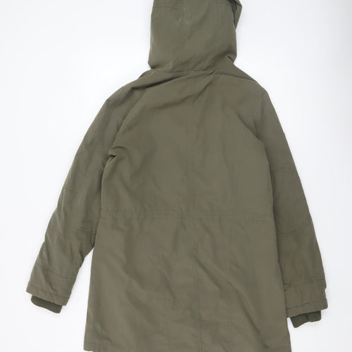 Oasis Women’s Green Parka Coat S Faux Fur Hooded Winter Jacket