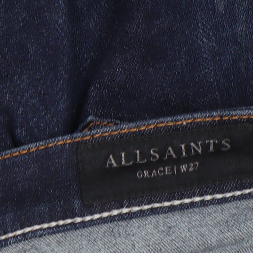 AllSaints Women’s Blue Grace Skinny Jeans W27 Mid Rise Denim