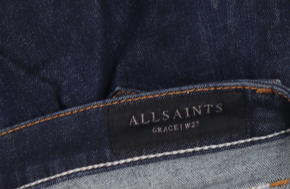 AllSaints Women’s Blue Grace Skinny Jeans W27 Mid Rise Denim