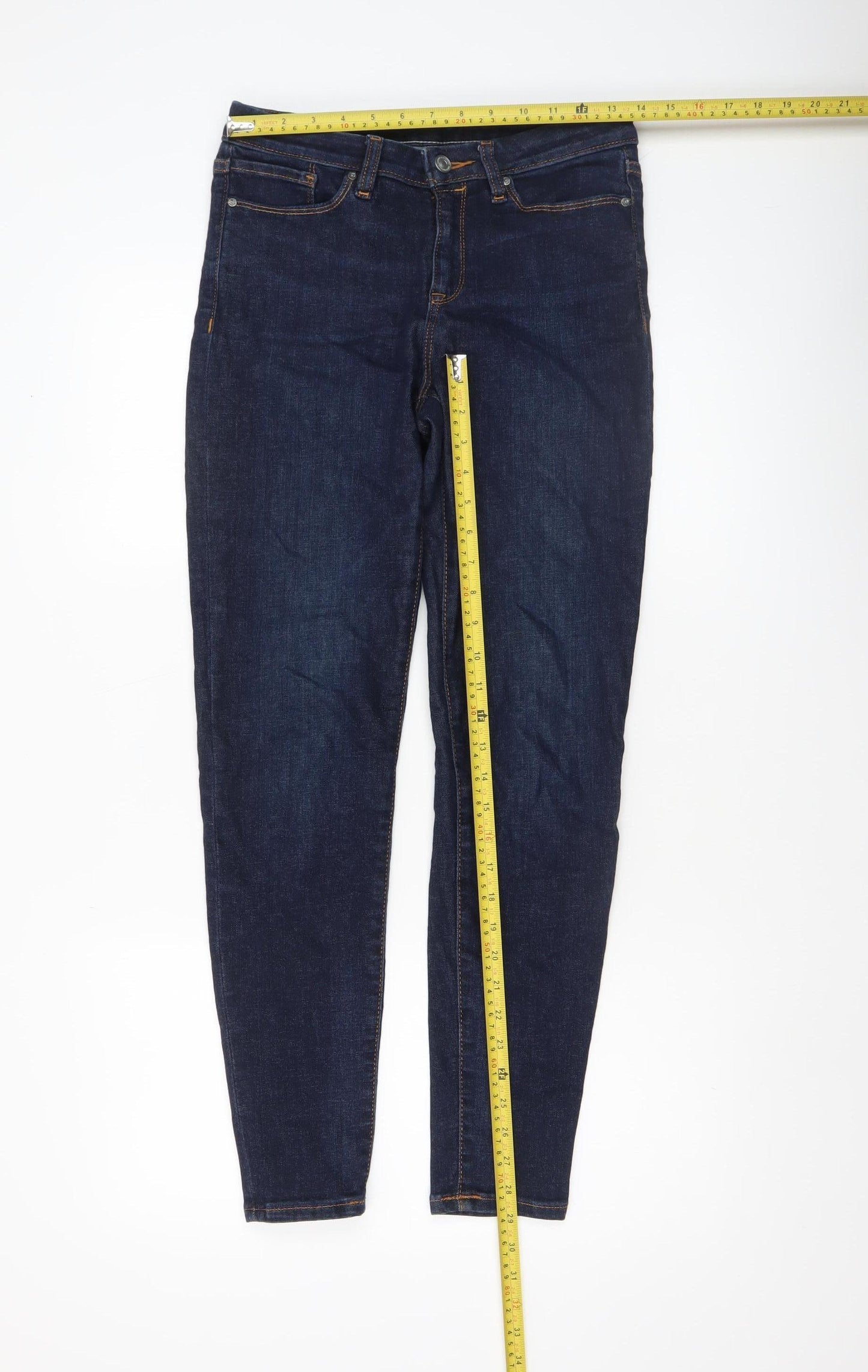AllSaints Women’s Blue Grace Skinny Jeans W27 Mid Rise Denim