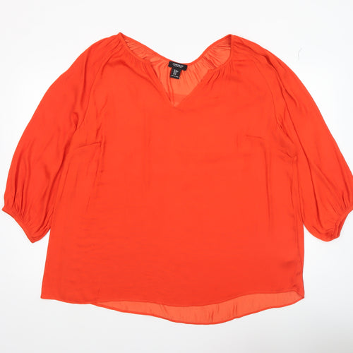 Jones New York Womens Orange V-Neck Tunic Blouse Size 18 Plus