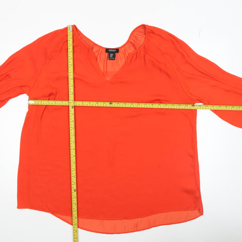 Jones New York Womens Orange V-Neck Tunic Blouse Size 18 Plus