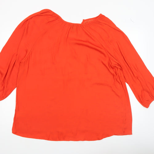 Jones New York Womens Orange V-Neck Tunic Blouse Size 18 Plus