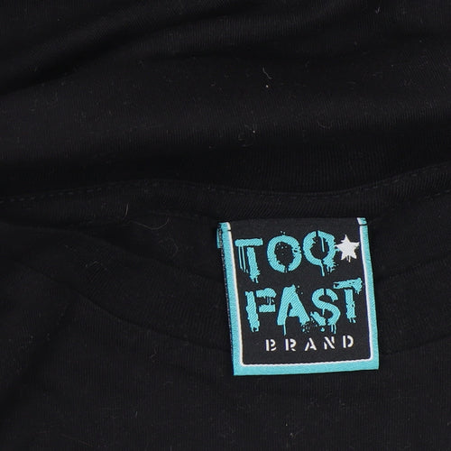 Too Fast Men’s Black 2XL Rock Graphic Print Cotton T-Shirt