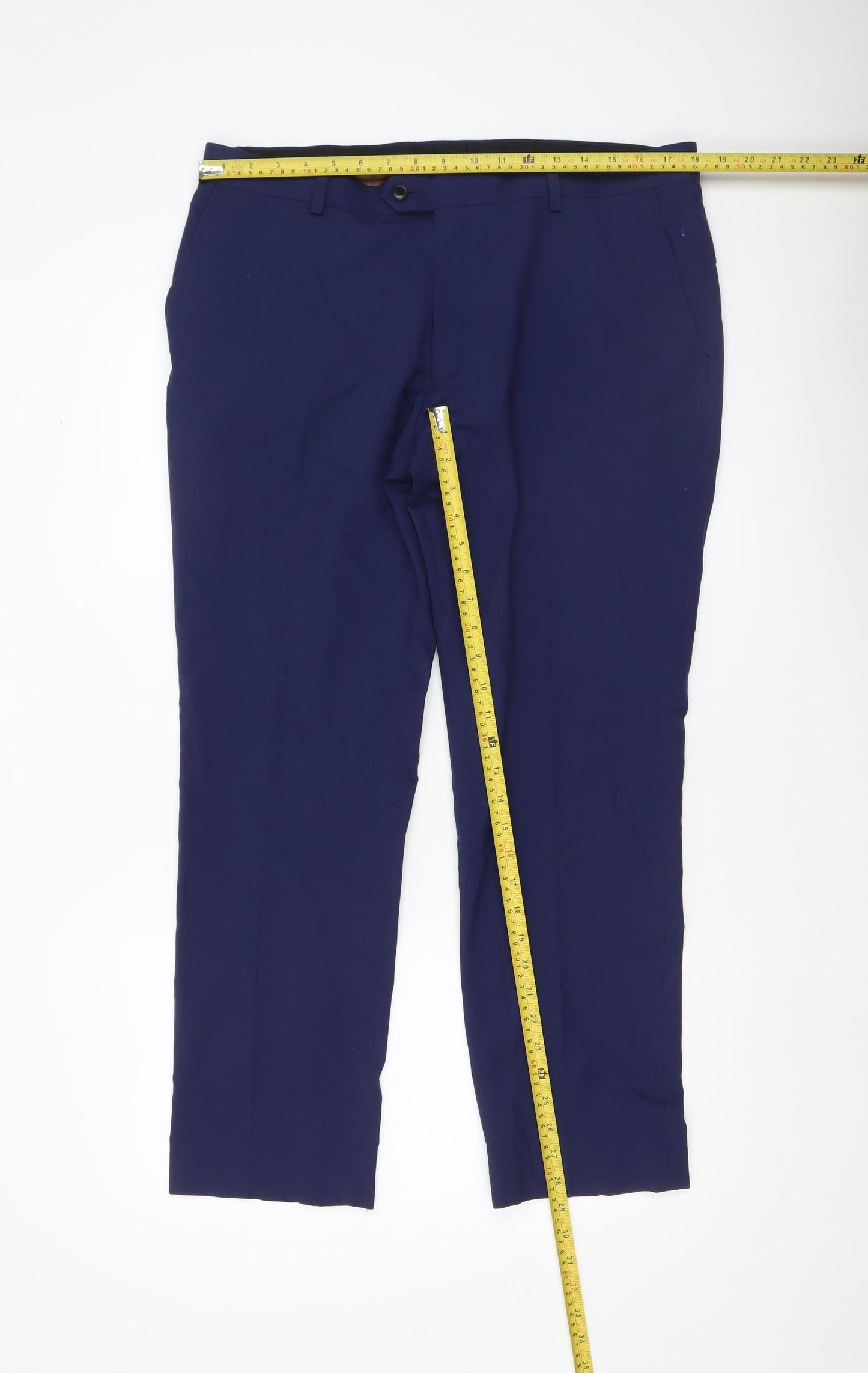 Next Men's Blue 36W 29L Polyester Blend Dress Trousers