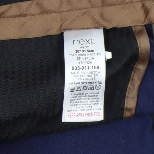 Next Men's Blue 36W 29L Polyester Blend Dress Trousers