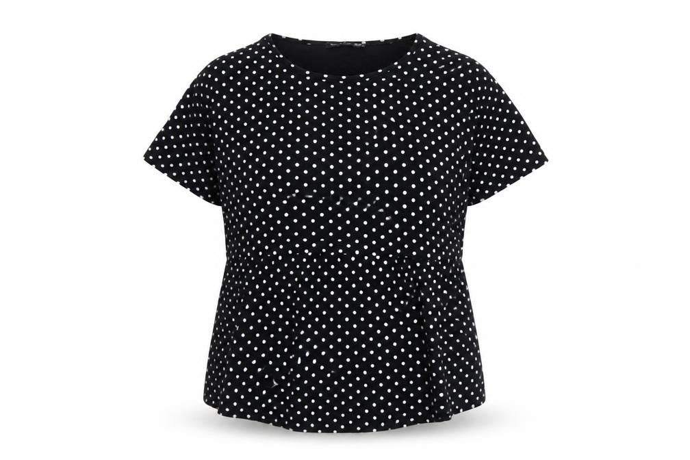 Boohoo Women’s Black Polka Dot Short Sleeve Tunic Top Size 10