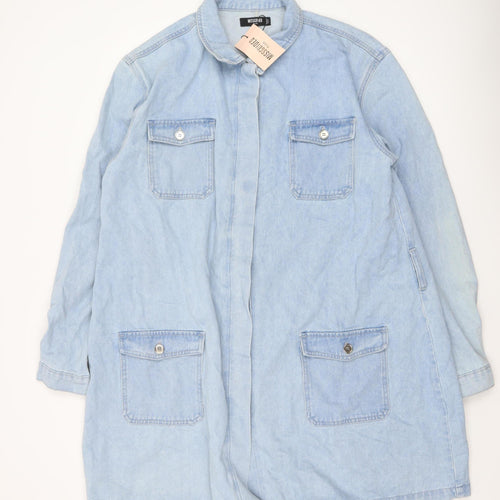 Missguided Plus Women’s Blue Denim Long Trench Coat UK 22