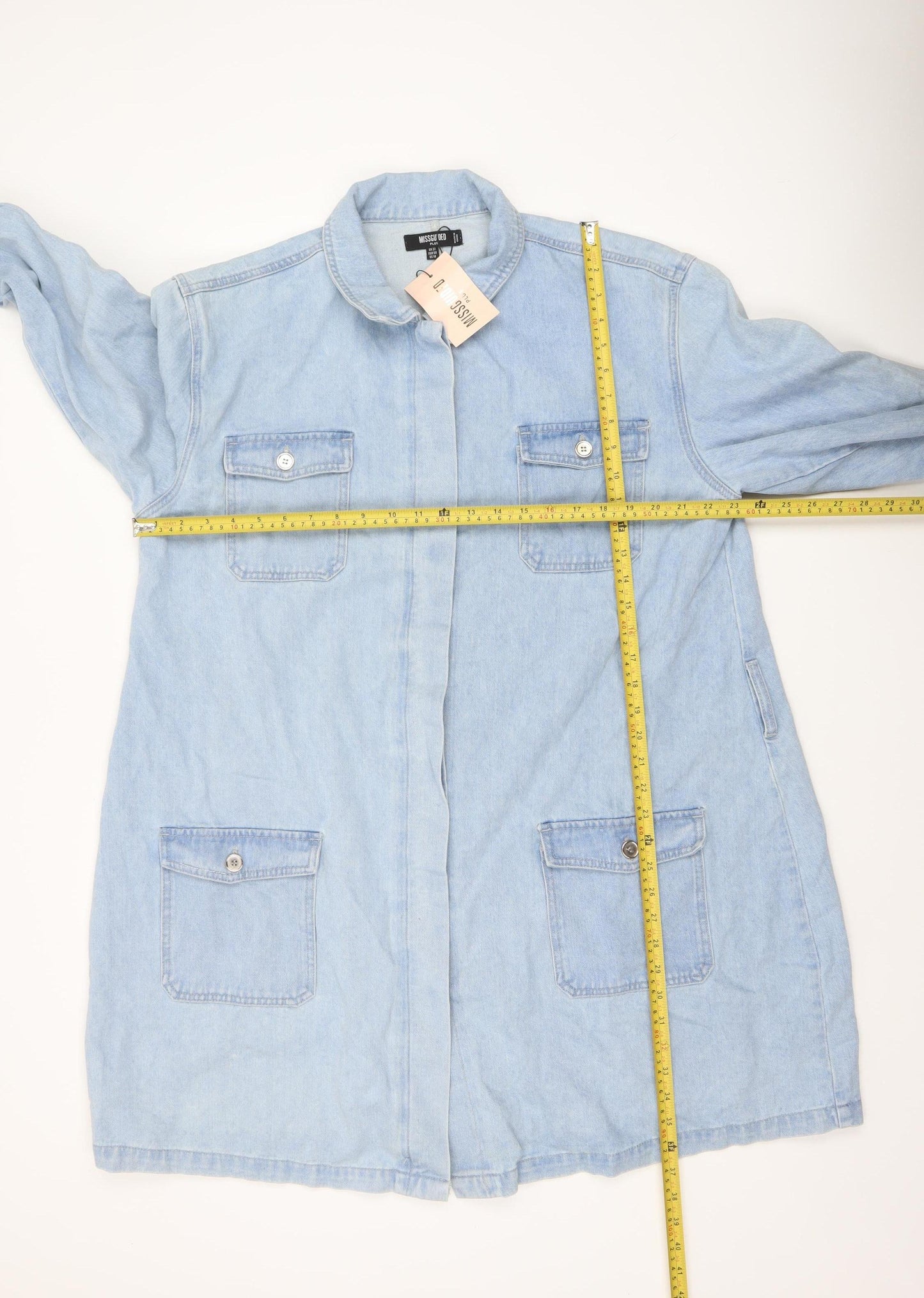 Missguided Plus Women’s Blue Denim Long Trench Coat UK 22