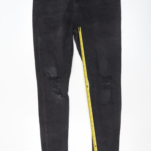 HERA Men's Black 34L Distressed Skinny Jeans Cotton Blend